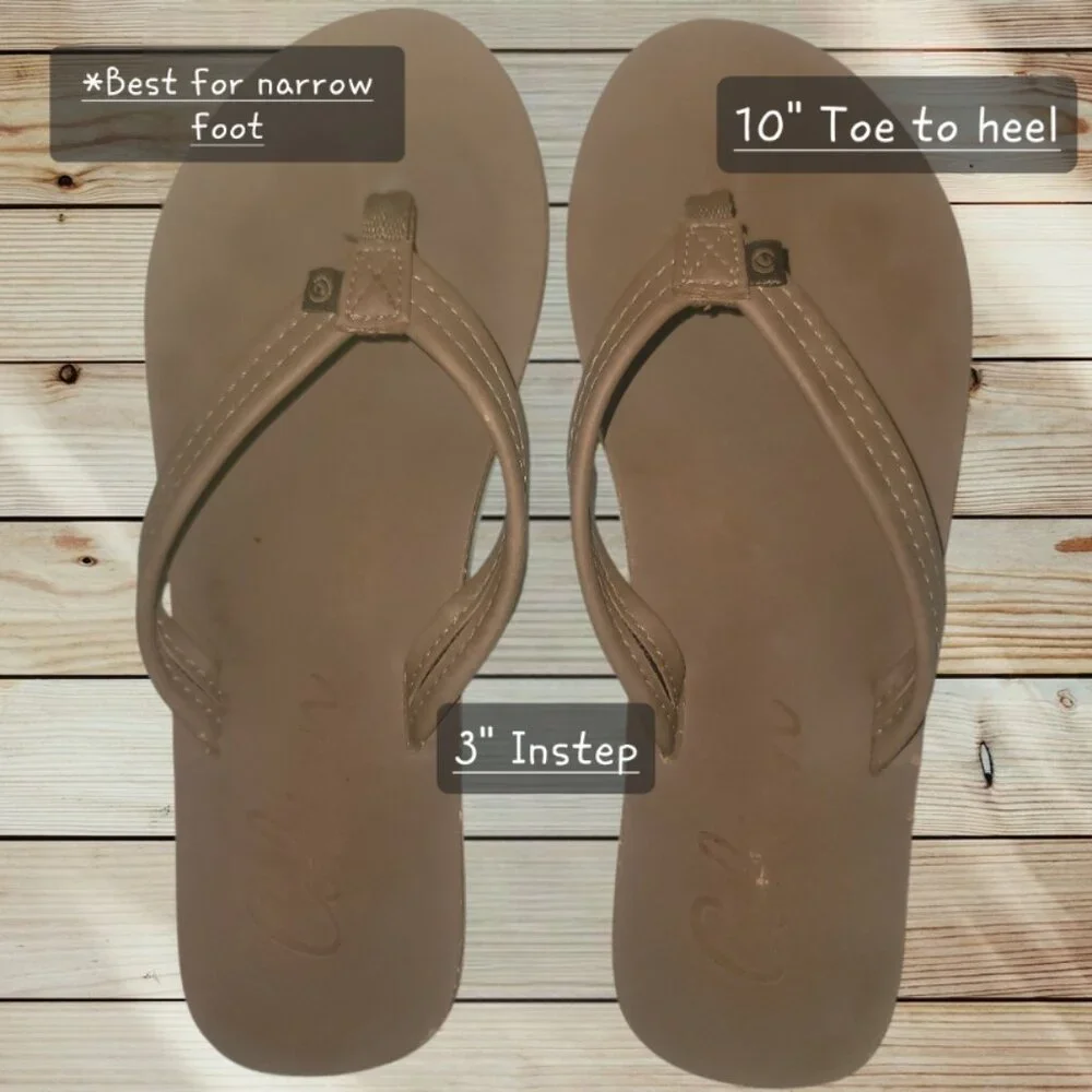 COBIAN - SIZE 8 - Women's Brown Flip Flops Sandals Blue Inner Accent - Picture 2 of 6